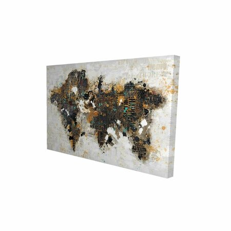FONDO 20 x 30 in. Abstract World Map with Typography-Print on Canvas FO2789149